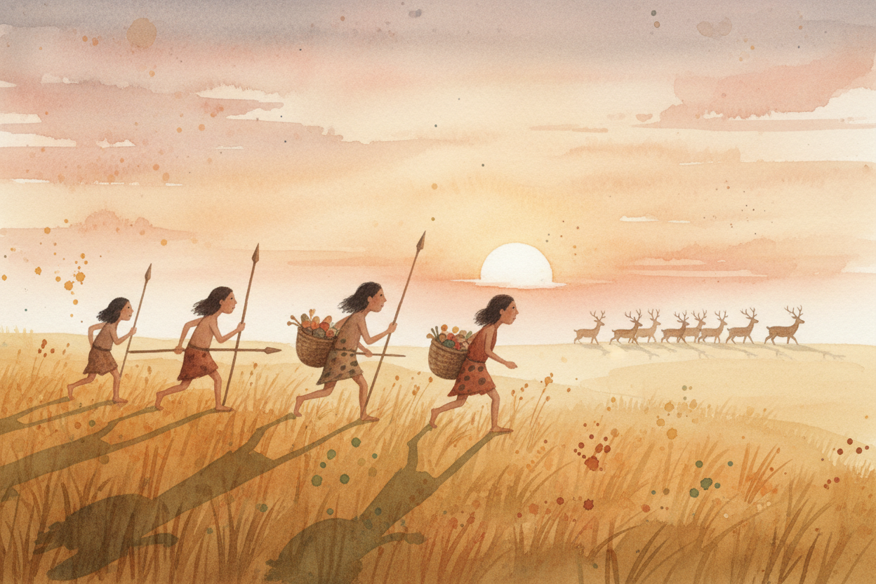 For most of human history — we're talking **hundreds of thousands of years** — people were constantly on the move. They 