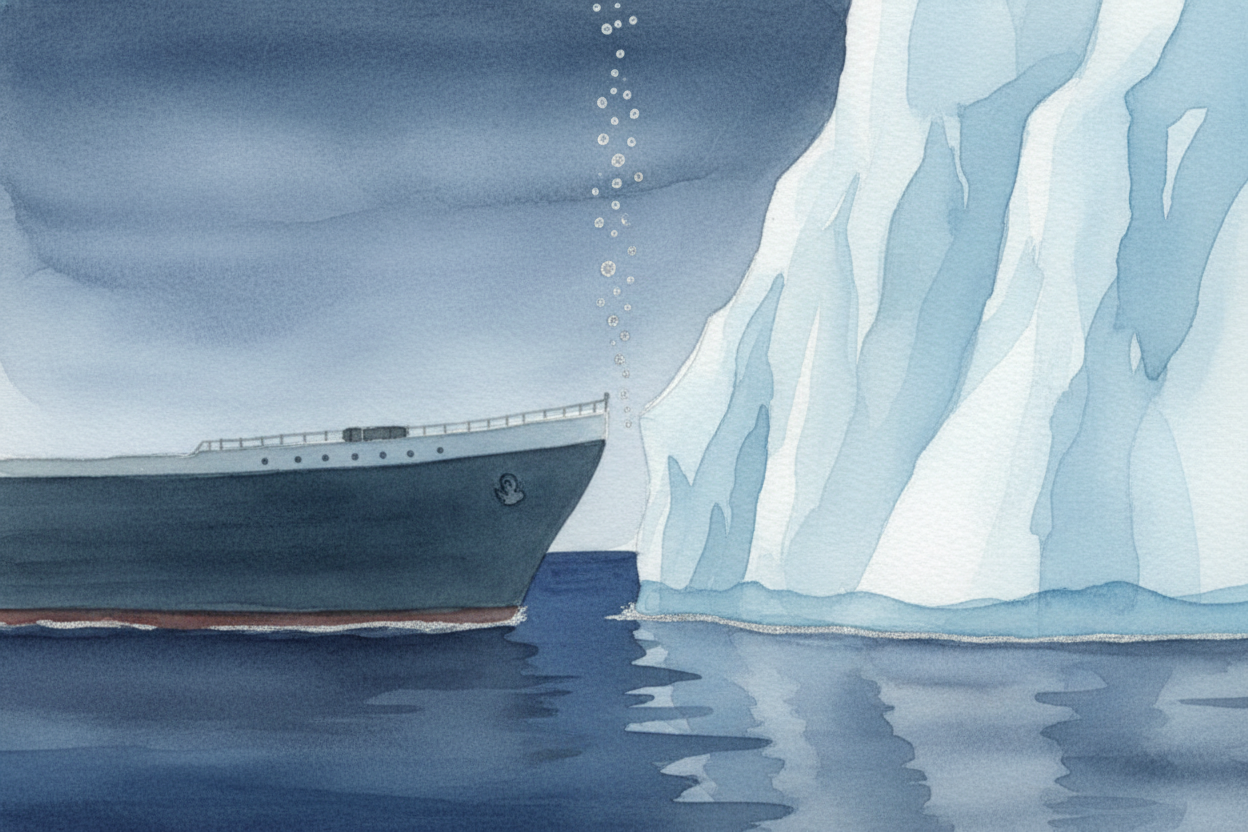First, ~~the famous part~~, told honestly. The iceberg **didn't punch a giant hole**. It scraped along the side, almost 