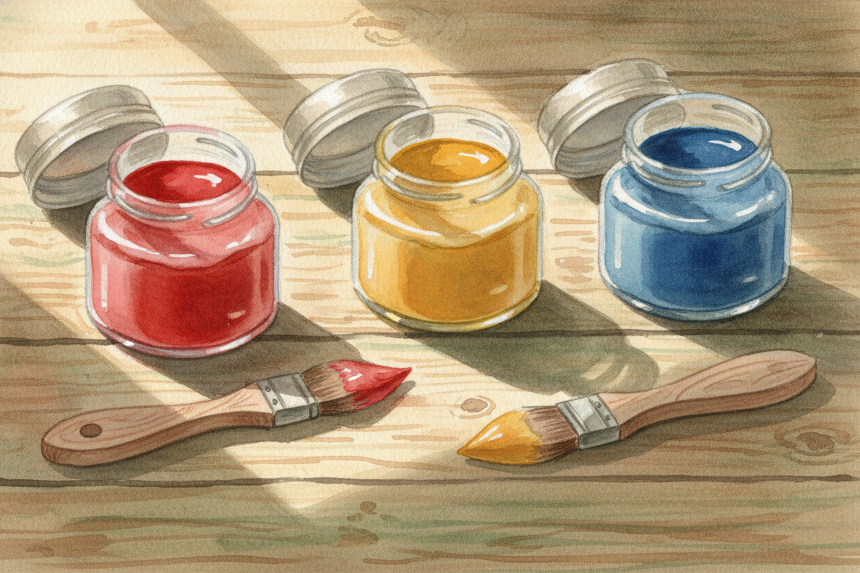 Start with the three colors you can't make by mixing: red, yellow, and blue. Artists call these the ++primary colors++. 