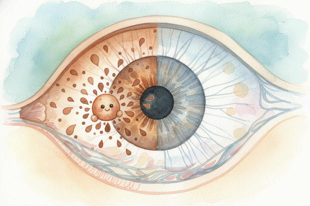 ~~Here's the secret:~~ eye color comes from a pigment called ++melanin++ — the same stuff that colors your skin and hair