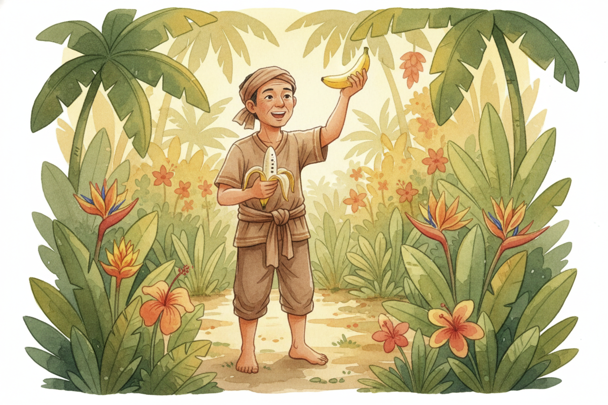 ~~But every so often~~, a banana plant would make **a weird mistake**. Its fruit would grow with *almost no seeds inside