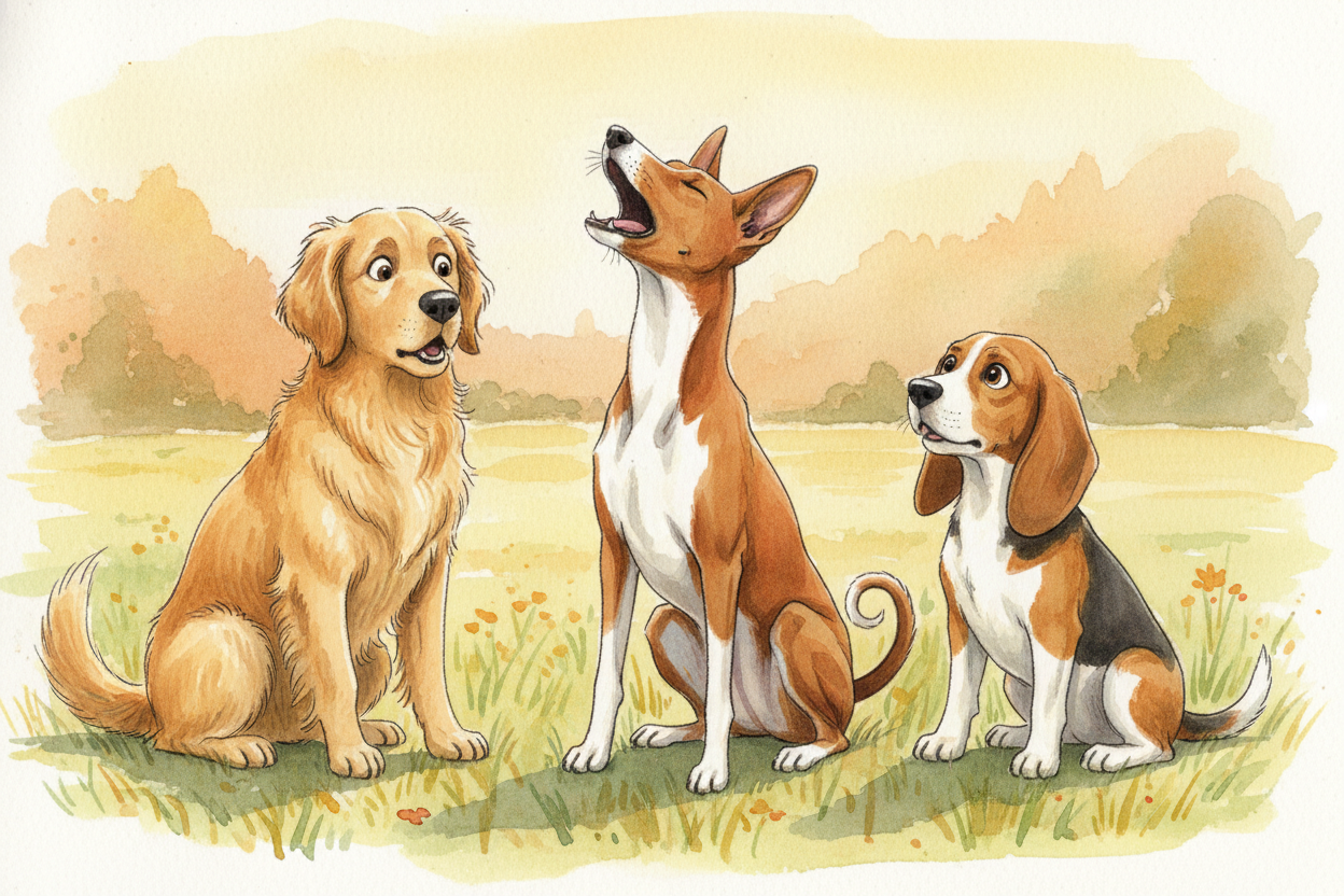Most dogs go "woof woof!" or "arf arf!" But if you meet a ++Basenji++, you're in for a surprise. Instead of barking, the