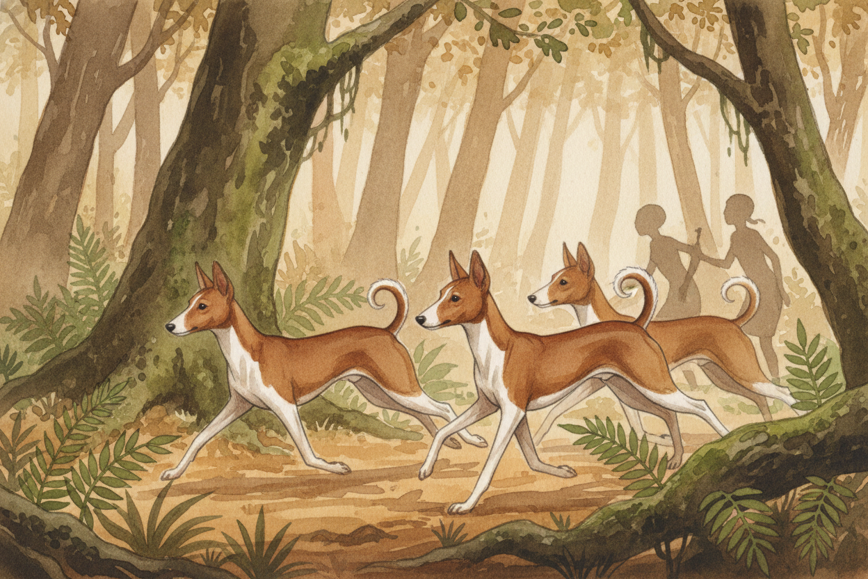 This trait goes way, way back. ++Basenjis++ are one of the oldest dog breeds on Earth — they've been living and hunting 