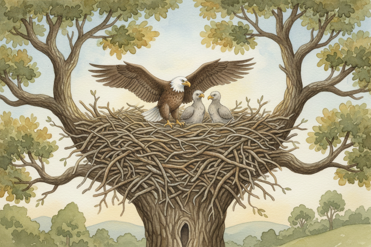 Different birds build wildly different nests because they face different problems. Eagles stack massive platforms of sti