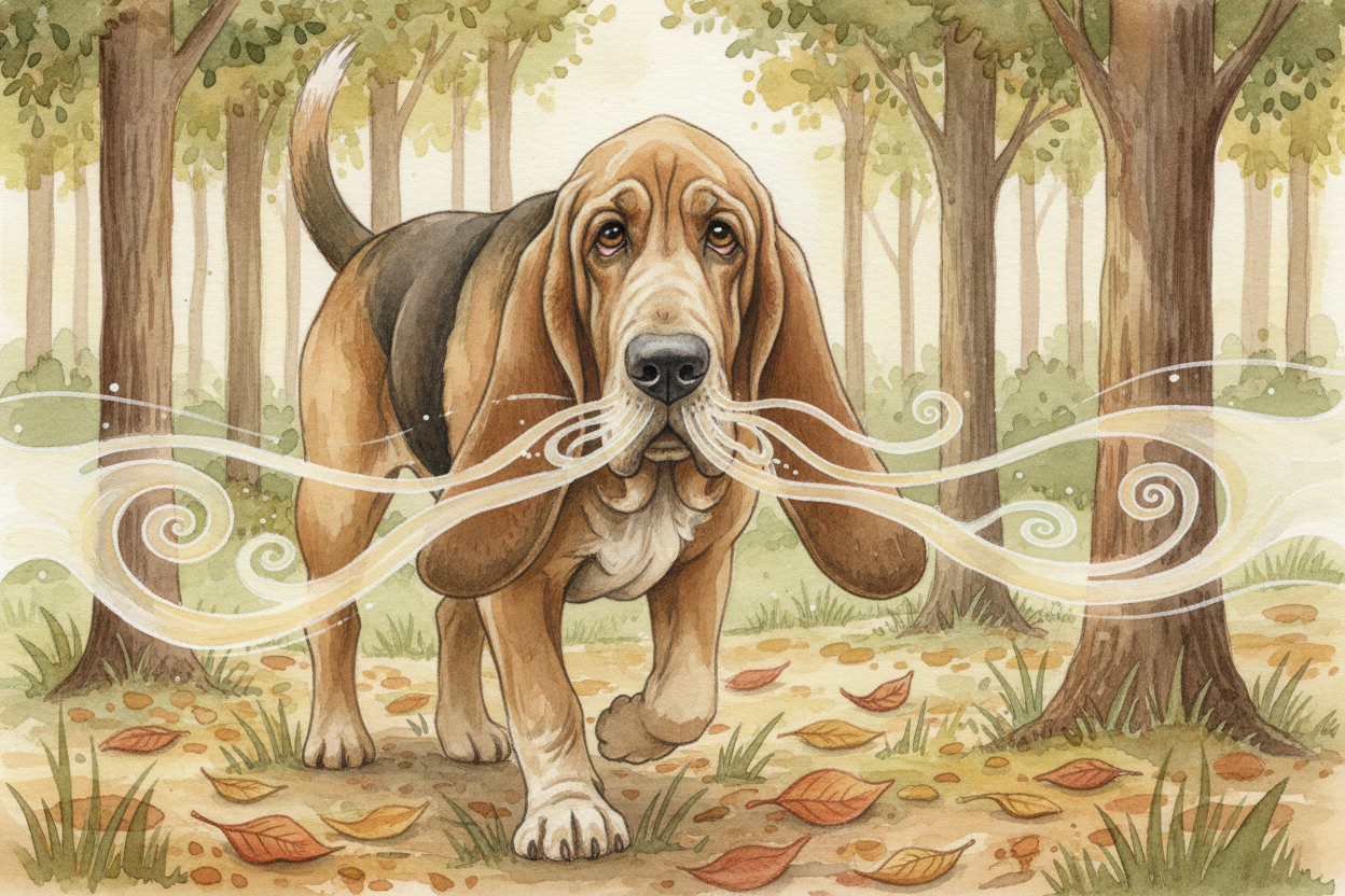 ~~But raw numbers aren't the whole story.~~ A ++Bloodhound's++ nose is built like a **scent-trapping machine**. Those lo