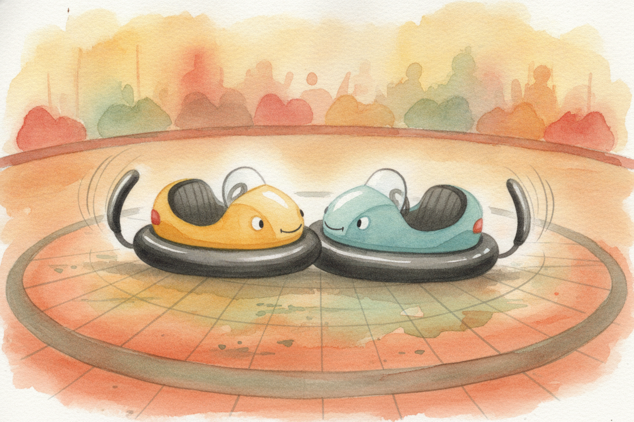 ~~So why do bumper cars bounce off each other?~~ Because the soft bumper squashes, briefly stores some of the motion **l