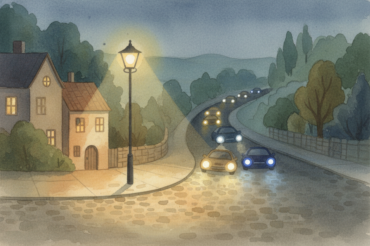 ~~Next time you're out after dark~~, take a second to *read the headlights like a secret language*. **Yellow means old-s