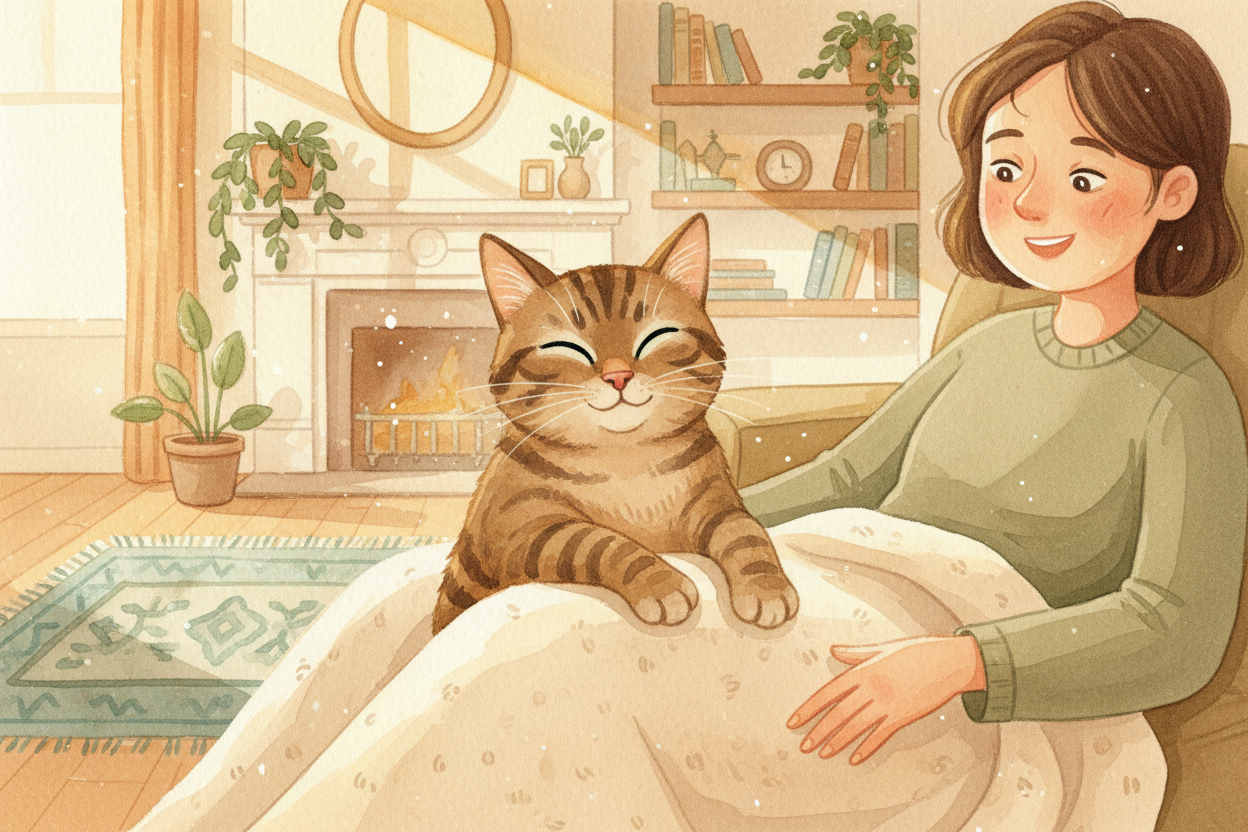 소파에 앉아 있는데 고양이가 ~~폴짝 올라와~~ 무릎에 자리를 잡고는 **아주 이상한 행동**을 하기 시작해요. 앞발로 ~~꾹-꾹-꾹,~~ 마치 **작은 제빵사가** 보이지 않는 반죽을 주무르는 것처럼요. 가끔 발톱