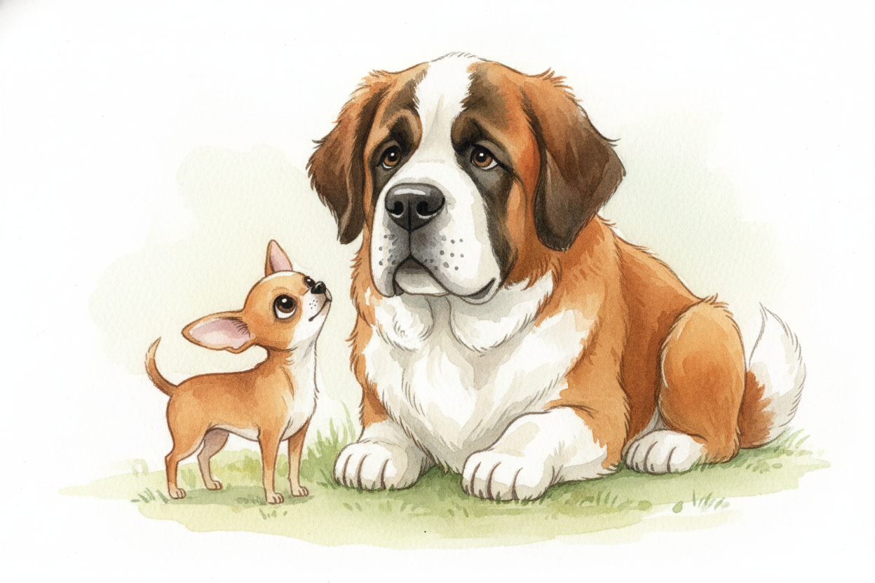 First, the size thing. A Chihuahua weighs **about as much as a bag of flour** — maybe six pounds. That's roughly **forty