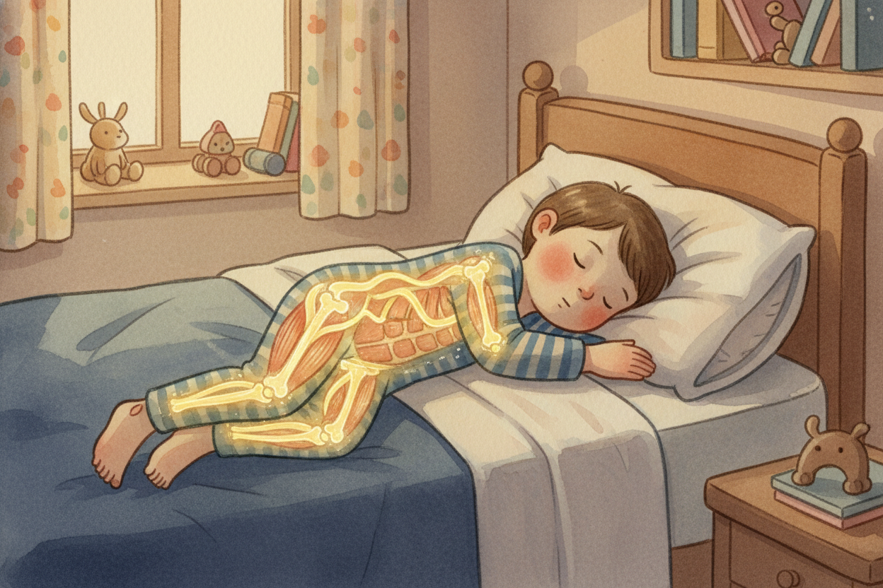 Why does your body save the **big dose for nighttime**? Because when you're asleep, you're not *running, jumping, or usi