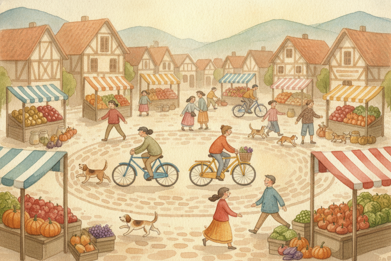 Imagine a **giant board game** where everyone is playing at once — millions of people, all in the same town, all wanting