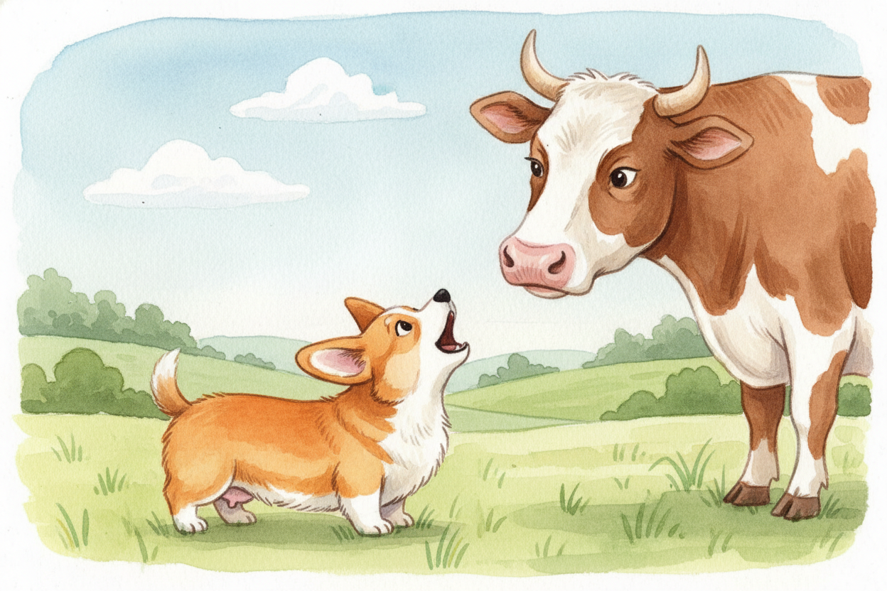 And **here's the bonus:** those stumpy legs make the Corgi look harmless. Cattle are big, but they're also skittish. A h