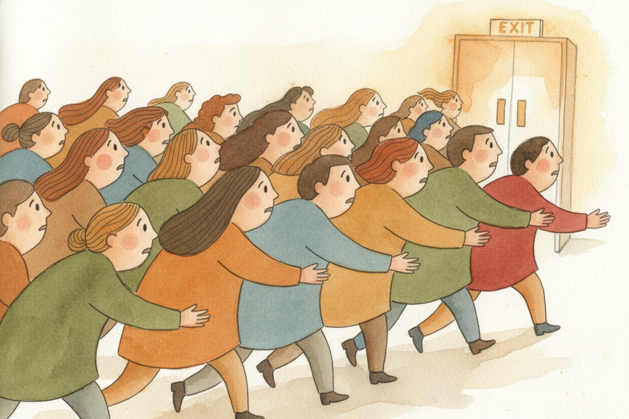 One reason is simple: information. Imagine you're in a crowded mall and everyone suddenly starts running toward the exit