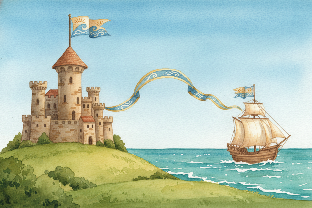 Flags worked so well that kingdoms started using them everywhere. A castle flew the king's flag so travelers knew whose 