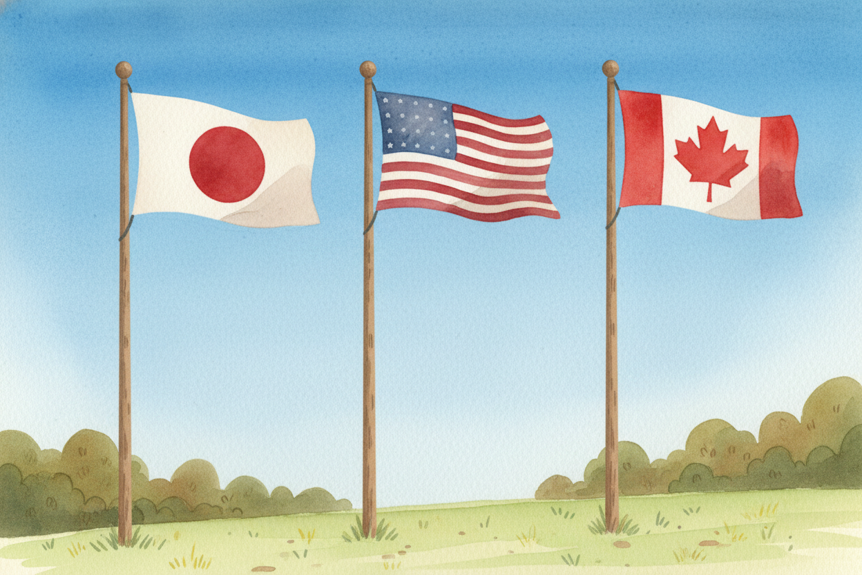 ~~Here's the clever part:~~ a flag is a picture you can read from far away, even when you can't read writing. A red circ