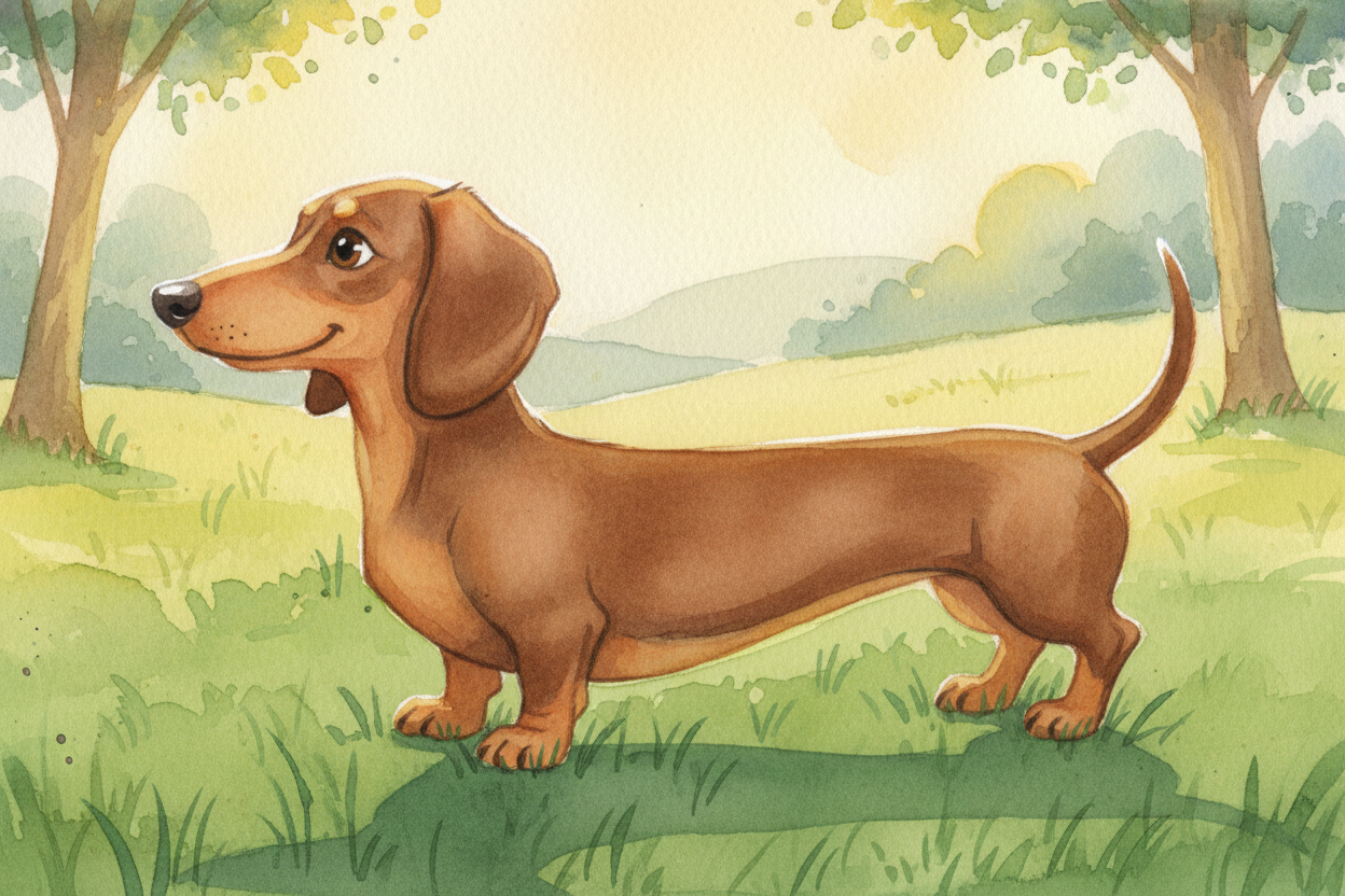 Look at a ++Dachshund++. That long body. Those stubby little legs. They look **like someone stretched a regular dog on a