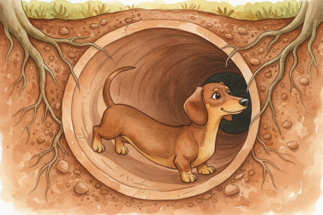 The long body was just as important. ~~Imagine trying to chase a badger through a tunnel~~ that twists and turns. You ne