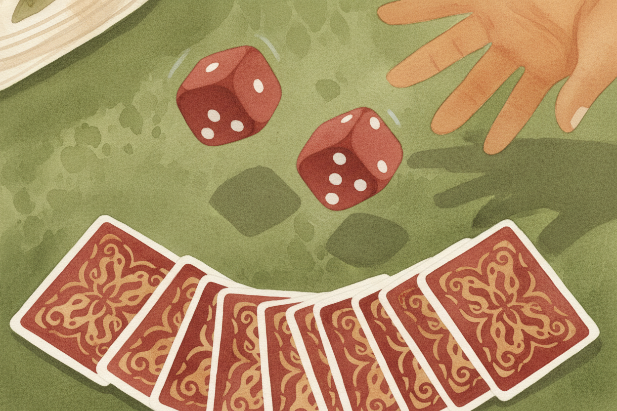 You shuffle a deck of cards. Your friend rolls a pair of dice. ~~Nobody knows what's coming next~~ — and that's exactly 