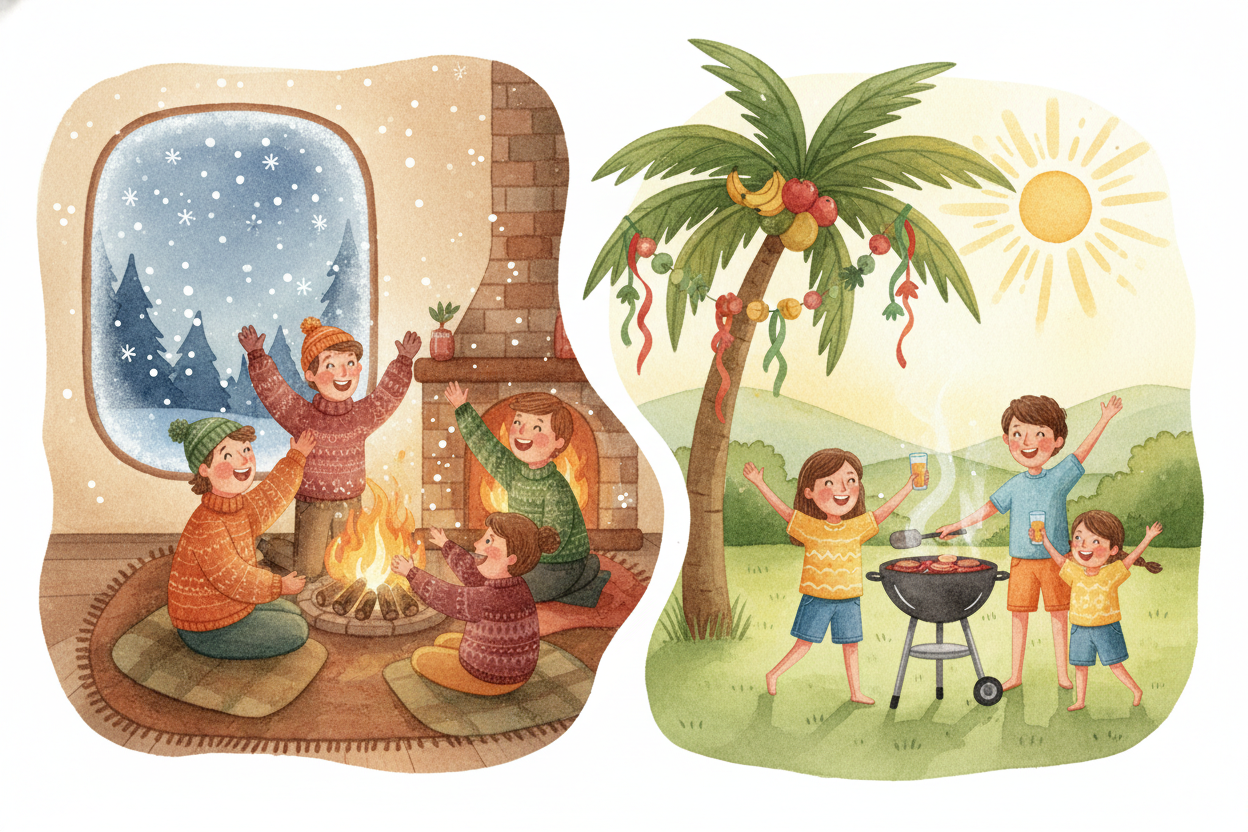 Some holidays honor the seasons, but **seasons flip depending on where you live**. In the ++Northern Hemisphere++, winte