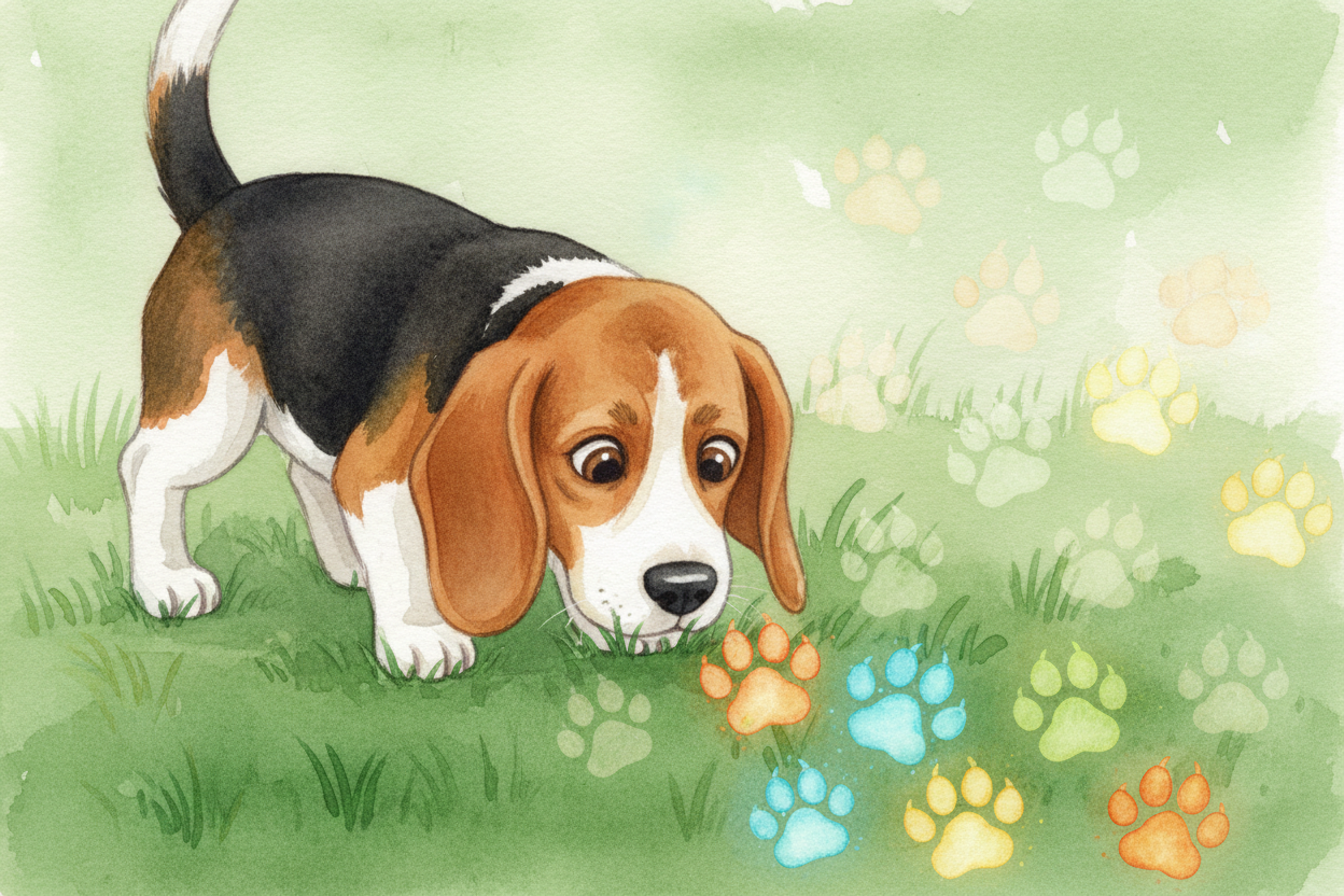 ~~And here's the wild part:~~ **dogs smell in layers, like reading a timeline**. That spot on the sidewalk? It tells the