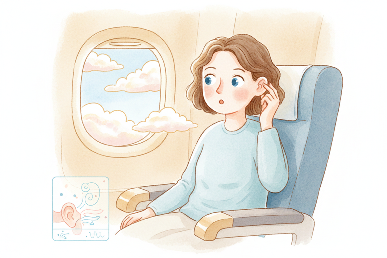You're sitting on the plane, and suddenly your ears feel stuffed, like someone gently pressed cotton into them. Then — ~