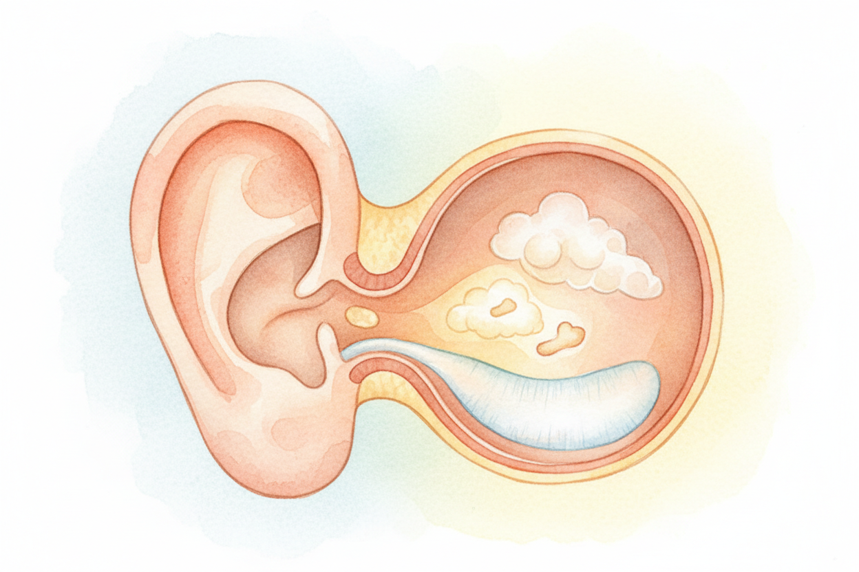 Inside your skull, behind each eardrum, sits a small air-filled room called the ++middle ear++. It's **about the size of