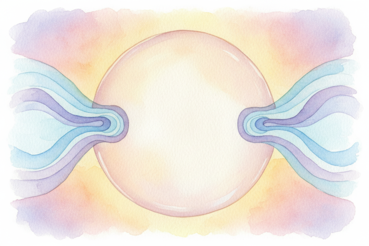 On the ground, the **air pressure inside your middle ear and the air pressure outside are the same**. Your eardrum sits 