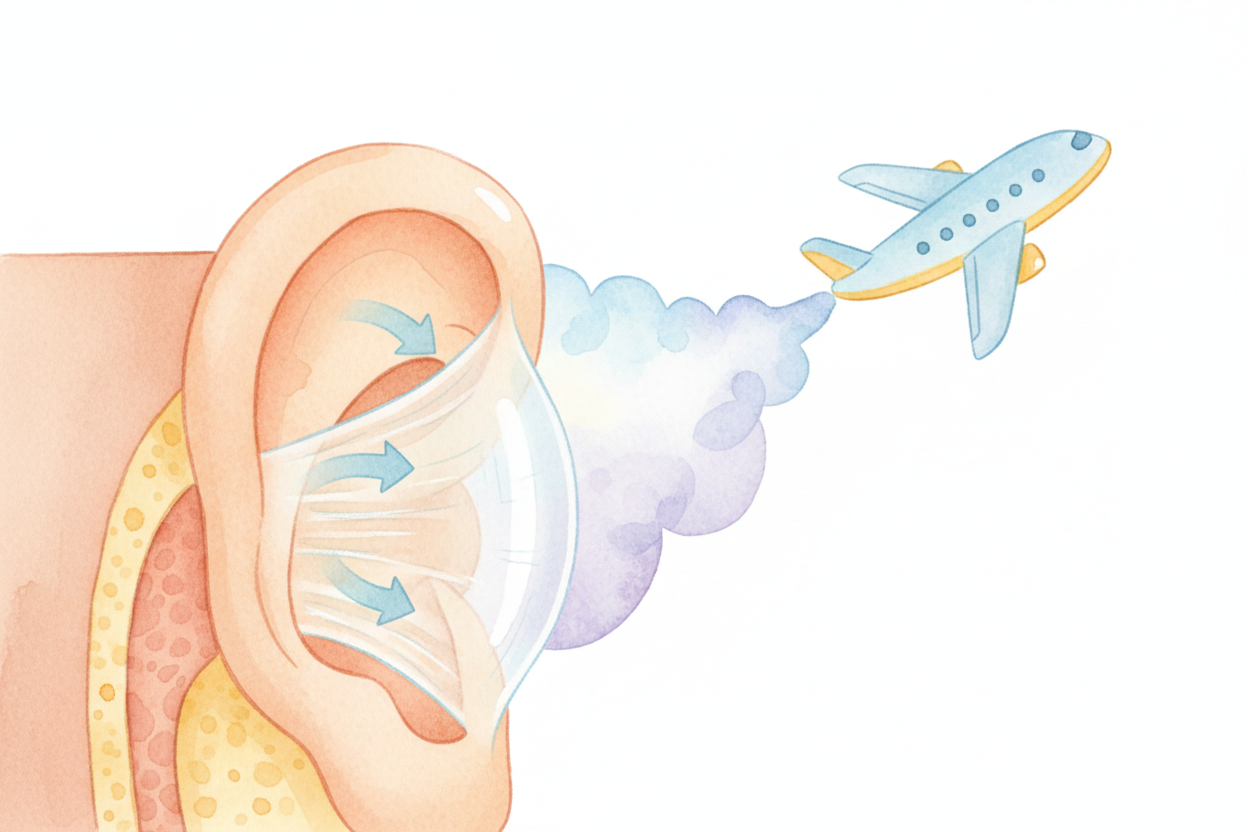 But when the airplane climbs, the air outside gets **thinner** — there's *less air pressing on everything*. The air trap