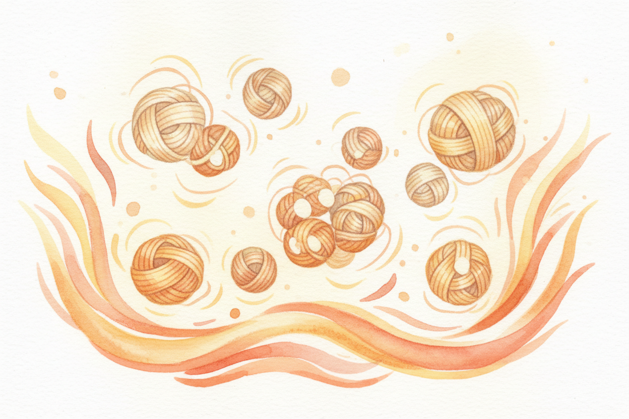 Heat is just **molecules jiggling**. When the pan gets hot, those jiggles spread into the egg. The protein balls start s