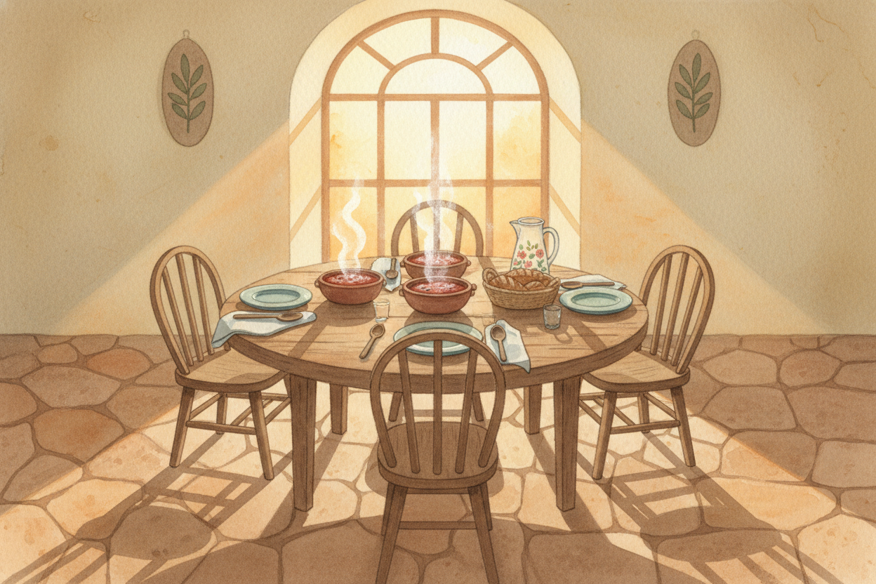 Look around any dinner table and you'll see **something curious**: people could eat faster alone in their rooms, scrolli