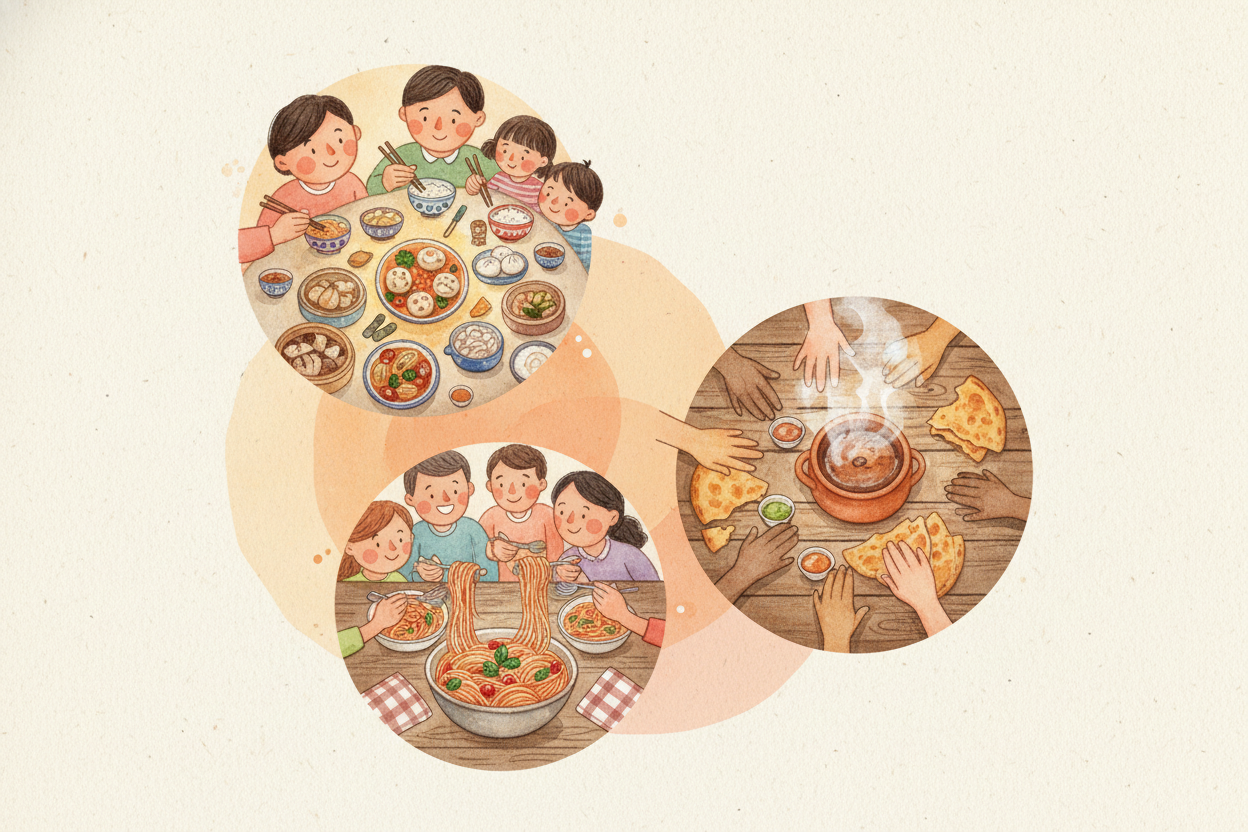 Different cultures have built entire languages around shared food. In ++Korea++, the youngest person waits for the eldes