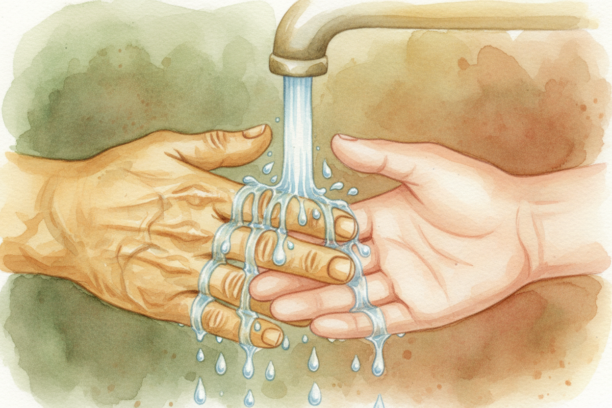 For a long time, people thought water was just soaking into your skin like a sponge, making it swell and buckle. ~~But h