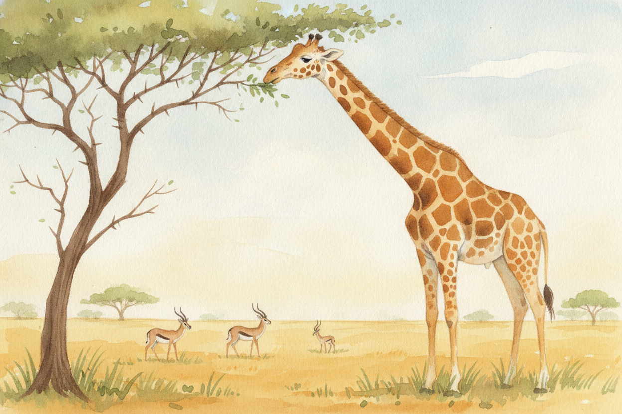 ~~So why grow tall at all?~~ The classic answer is **breakfast**. High up in the thorny ++acacia++ trees grow tender lea