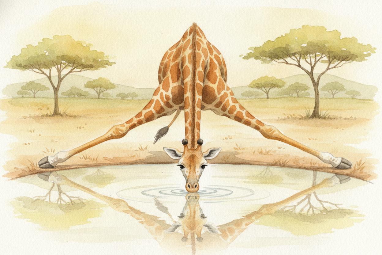 ~~But high pressure creates a new danger:~~ bending down. When a giraffe lowers its head to drink, all that pumped-up bl
