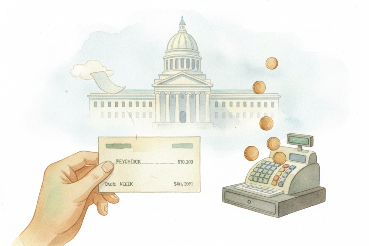 So governments collect taxes: portions of money from everyone who earns it. You work, you earn a paycheck, and a slice g