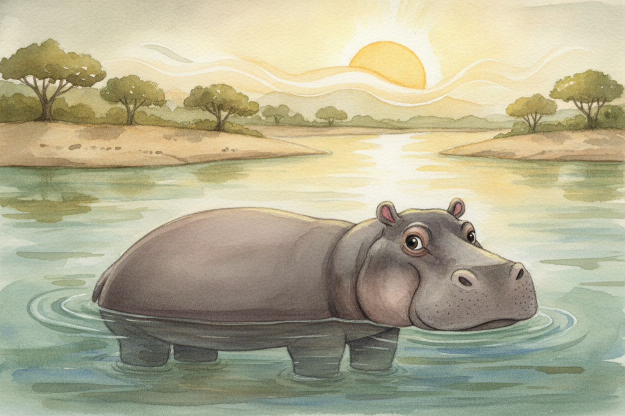 First, the water. A hippo's body is enormous, and **enormous bodies overheat fast** under the African sun. Water is the 