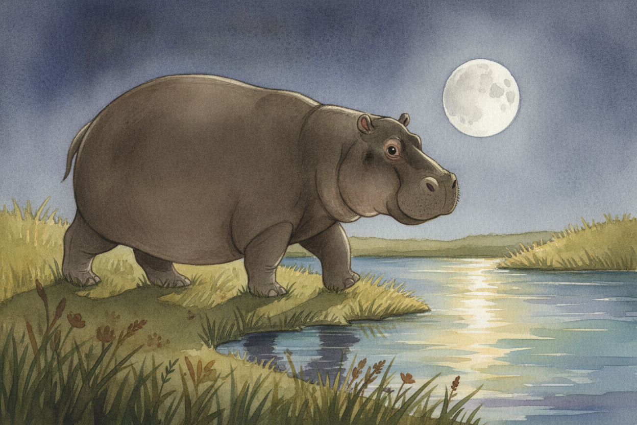 ~~But hippos can't hide in the water forever.~~ They graze on land at night, and sometimes the sun catches them mid-nap.
