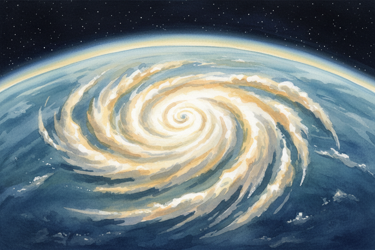~~So a hurricane spins~~ because Earth spins, and because hot air rises, and because wind doesn't blow straight when the