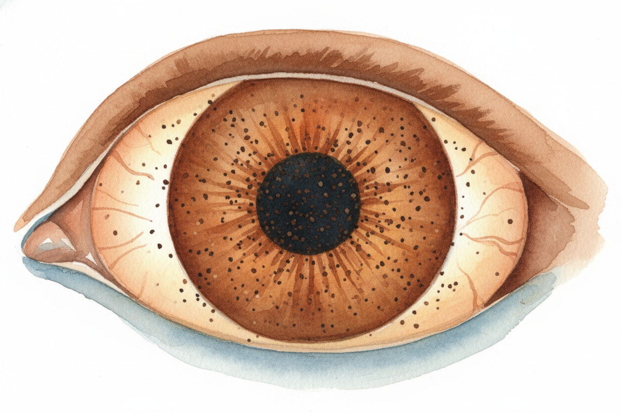Most dogs have brown eyes because their irises are packed with a pigment called ++melanin++ — the same stuff that colors