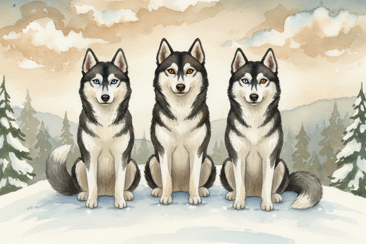 Not every ++Husky++ has blue eyes — some have brown, some have *one of each*, and some have "++parti-colored++" eyes tha