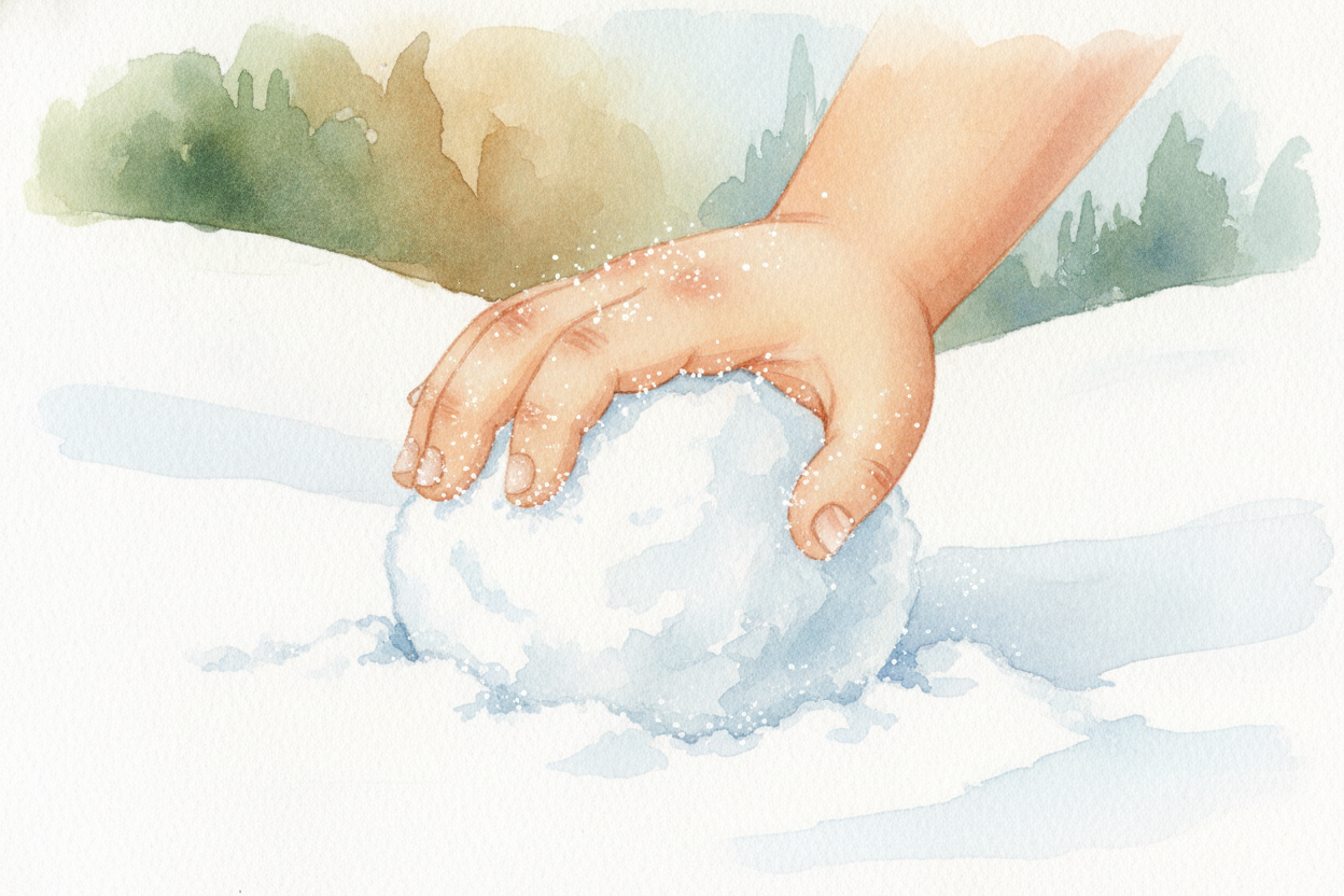 You reach out, touch a snowball, and instantly your hand shouts "~~COLD!~~" ~~But here's the strange part~~ — the snow *