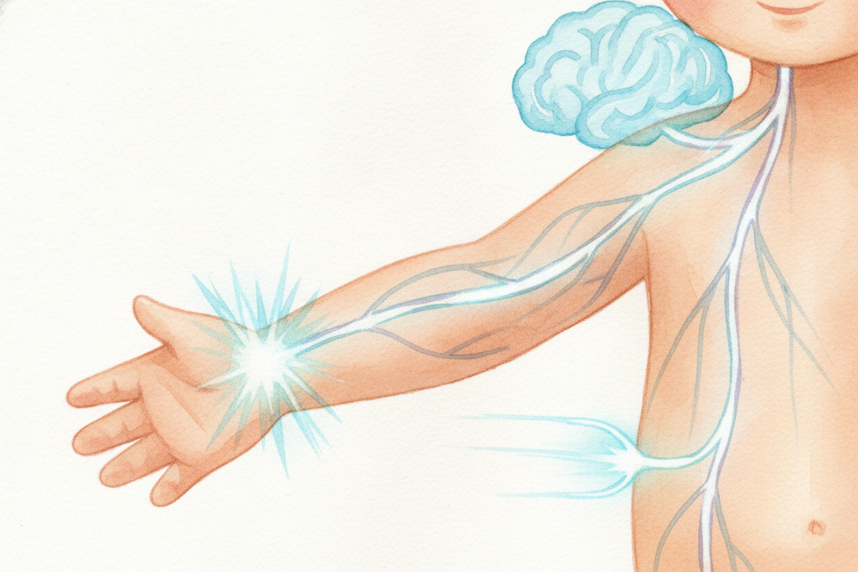 ~~And all of this is fast.~~ Press your finger, and the signal sprints up your nerves — your body's electric wiring — to