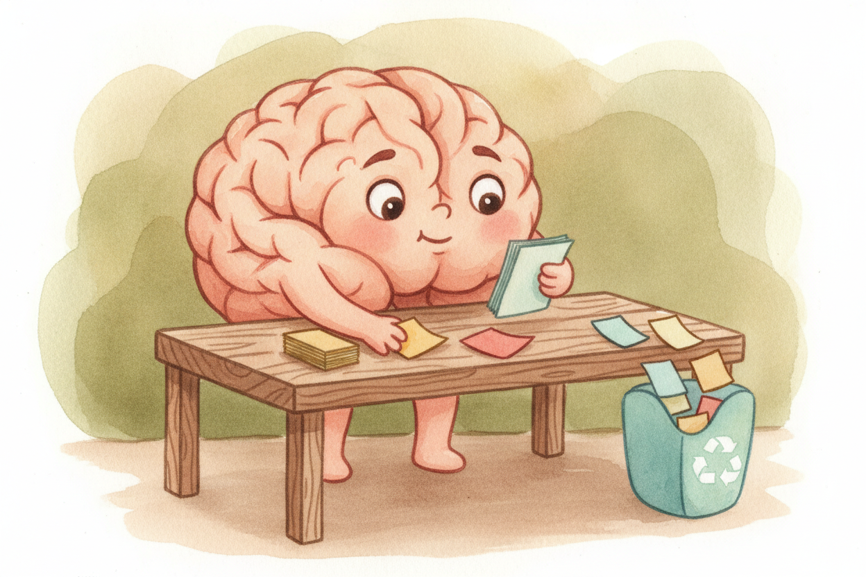 ~~Here's the secret:~~ your brain is not trying to remember everything. If it kept every blink, every itch, every licens