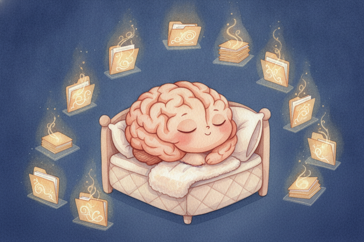 To keep a memory longer, your brain has to file it properly. The filing happens mostly while you sleep, when a seahorse-
