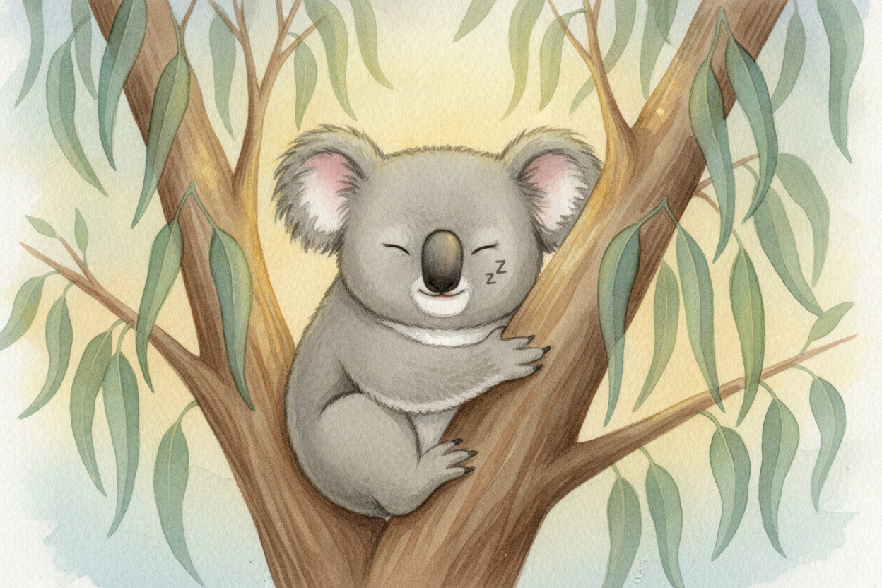 ~~Picture a koala~~ wedged in the fork of a tree, fast asleep, snoring softly through the afternoon. And the morning. An