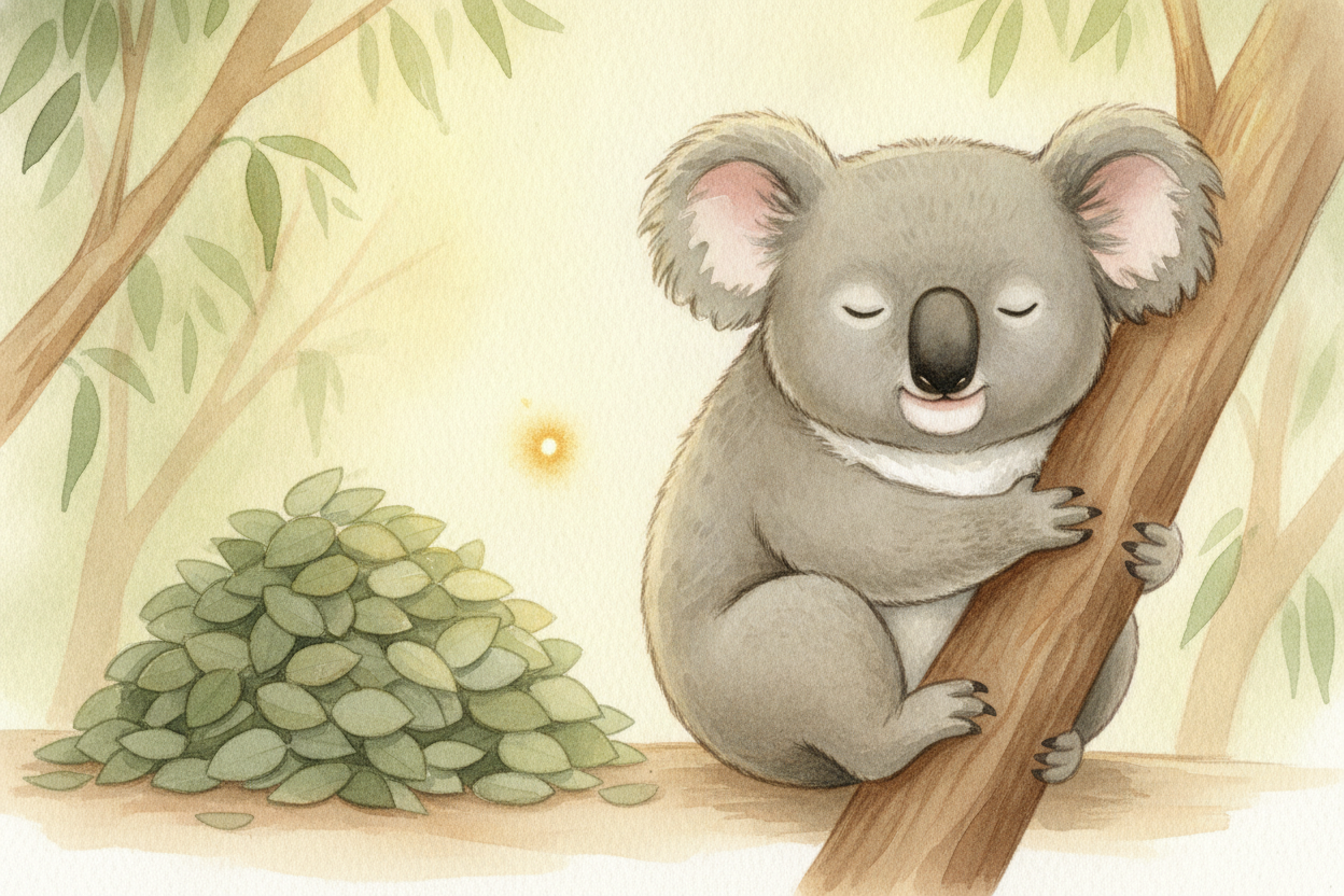 ~~And here's the bigger problem:~~ eucalyptus leaves are a low-energy food. They're like eating **salad made of cardboar
