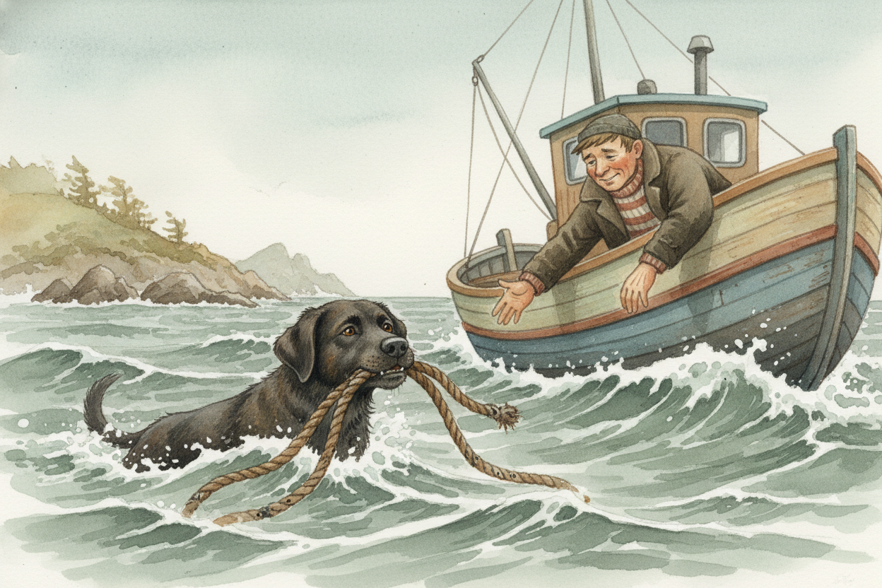 The answer starts hundreds of years ago, on the cold, rocky coast of ++Newfoundland++. Fishermen needed dogs who could w