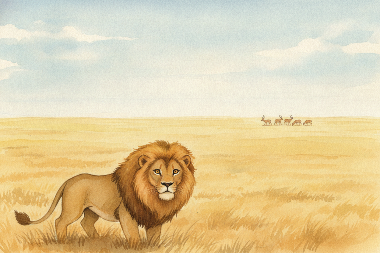 Lions live in wide open grasslands — the ++African savanna++. ~~There's nowhere to hide here.~~ The grass is short, the 