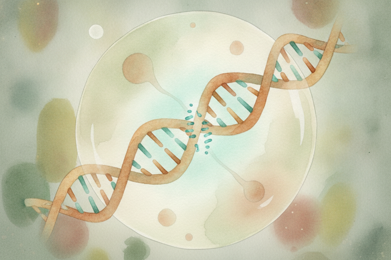 모든 세포 안에는 ++DNA++라는 설명서가 들어 있어요. 당신의 모든 것을 만드는 **요리법 같은 책이죠**. 세포가 자기 자신을 복사할 때마다, 그 책 전체도 함께 복사해야 해요. ~~그런데~~ 세포는 빨라요. 