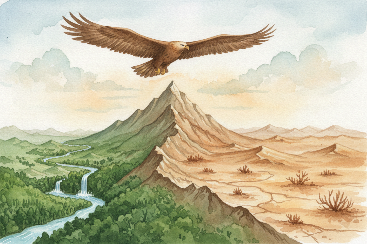 So mountains don't just change the weather — they **CREATE weather**, ~~splitting the sky~~ into *wet and dry kingdoms*.